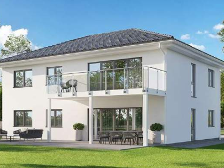 weiter zu Enovia Haus / GreenHomes Hausideen Modernes, zweigeschossiges Haus mit Balkon und geräumigem Garten.